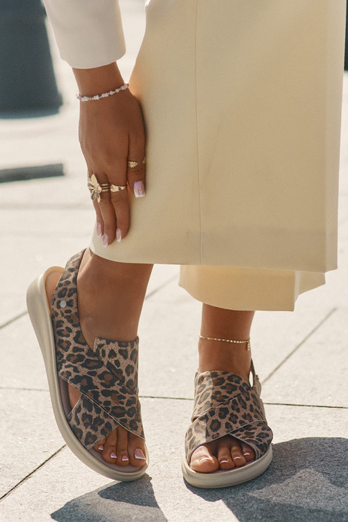 Zazoo 40392 Kožené Sandály Dámské Leopardí Hnědé