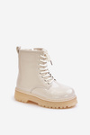 Zateplené Detské Lakované Čižmy Na Zips Béžové Novita
