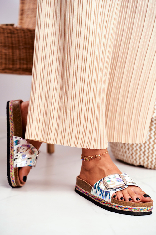 Ženské papuče veľké hviezdy kovové vzory DD274127