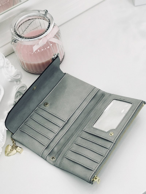 Large Women's Black Trendy Wallet Gold Zipper