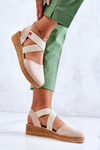 Ženský semiš Espadrilles veľká hviezda JJ276038 Beige