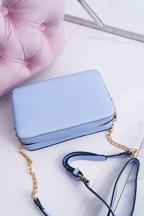 Dámska kabelka so zlatou reťazou modrou
