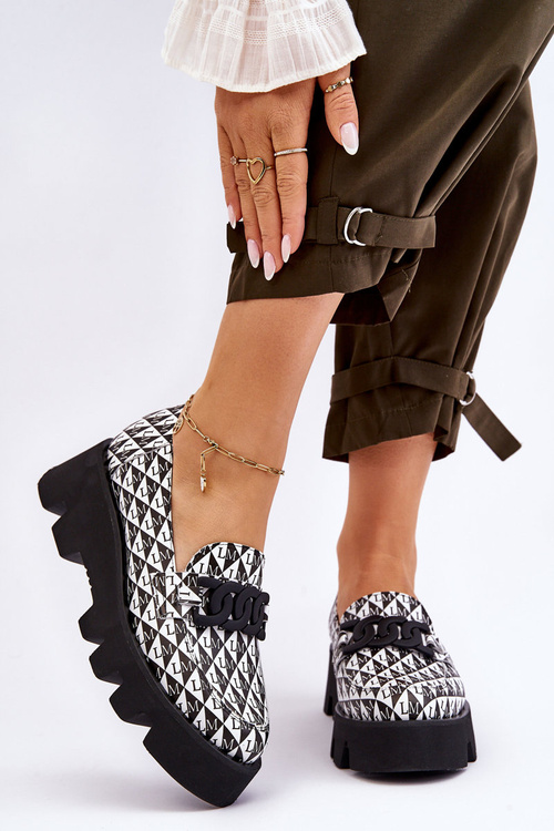 Mokasíny na masivní platformě Laura Messi 2601 černá a bílá