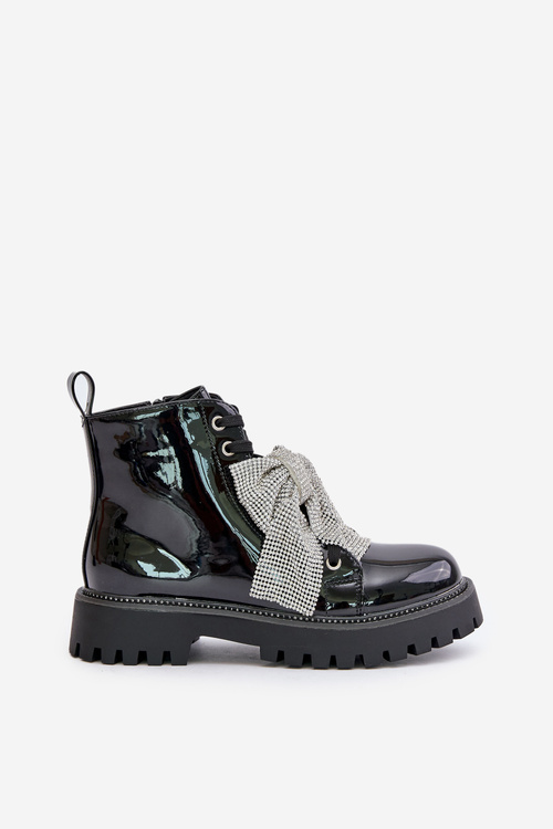 Lakované Boty Na Zip S Dekorativním Srdcem Černé Obeena