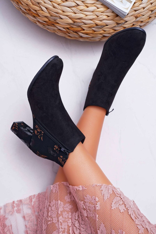 Dámské Kotníkové Boty Sergio Leone Zlaté Květiny Folk černé Eros2