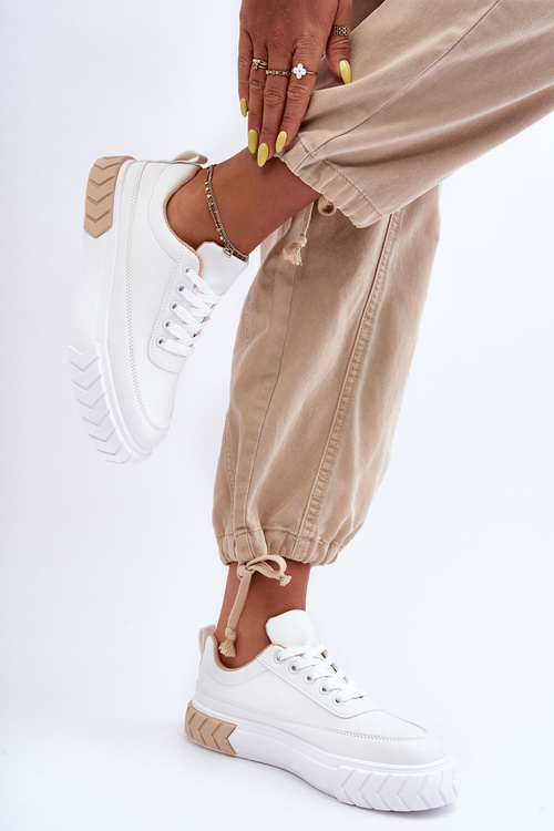 Klasické športové topánky na platforme biele a béžové Nannzie