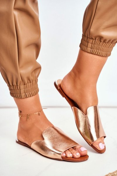 Dámske ploché klapky ružové zlato Mimios