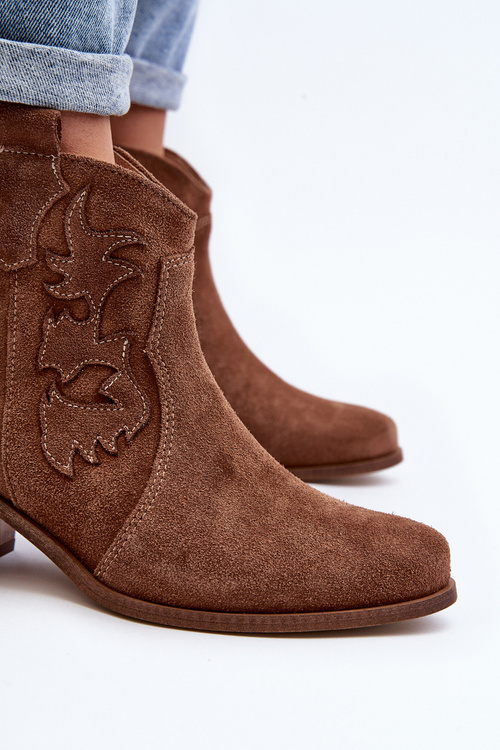 Zazoo 3426 Dámské Semišové Westernové Boty Hnědé