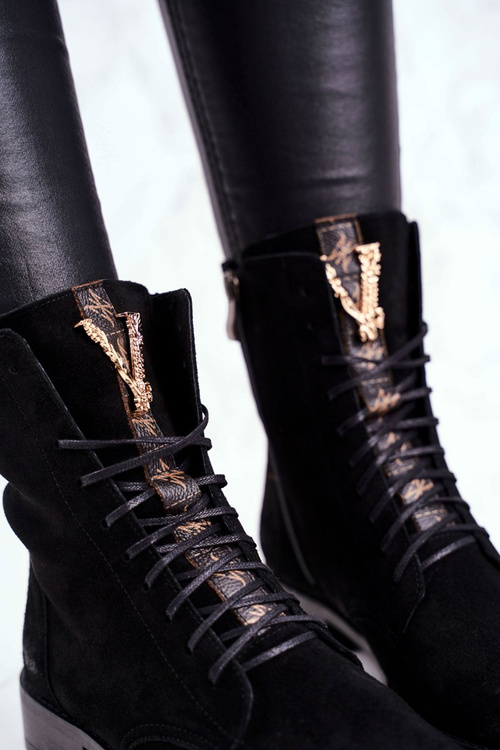 Dámské Kotníkové Boty Kožené Černé Nicole 2593