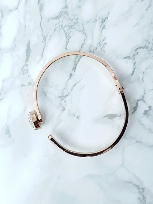 Dámsky oceľový náramok ružové kryštály roxa zlato