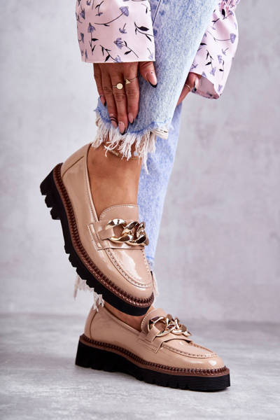 Lafefer lakované topánky na platforme Reidun béžovej platformy