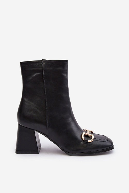 Kožené Podpatky S Ozdobou Černé Pamelinta