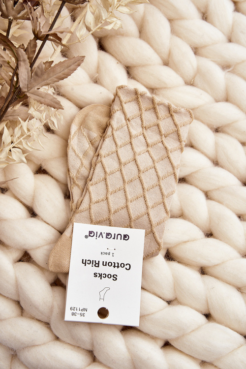 Dámske ponožky s ozdobným tlačením Beige