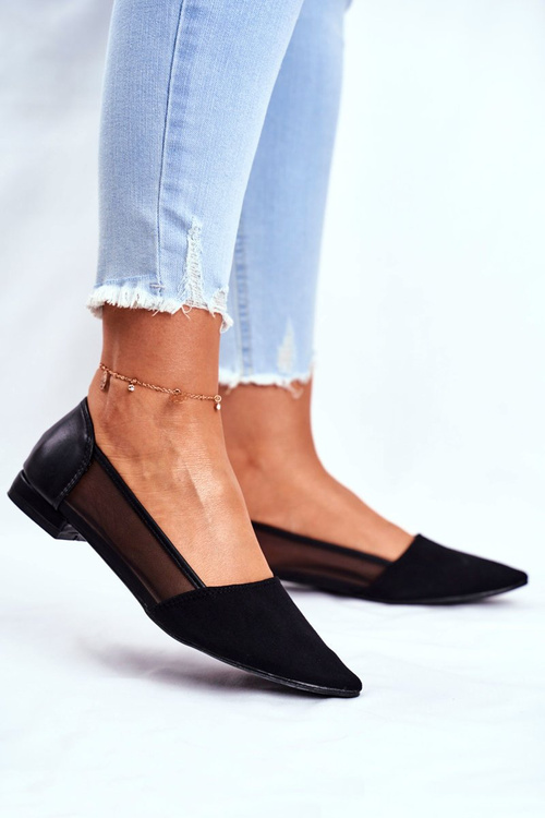 Dámské Baleríny Černé Semiš Fibe