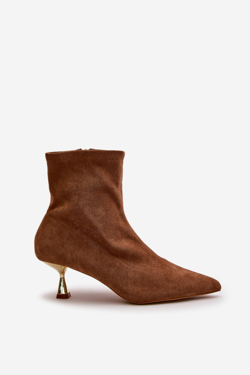 Dámske Kolená Na Opätku Eko Semišové S Špicatými Nosami Camel Irithare