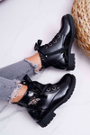 Dámske topánky na päte, patentový kabát, Black Leone BT530