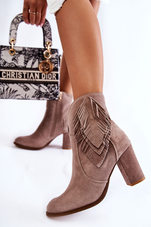 Dámské semišové kozačky Lewski Shoes 3093 Cappucino