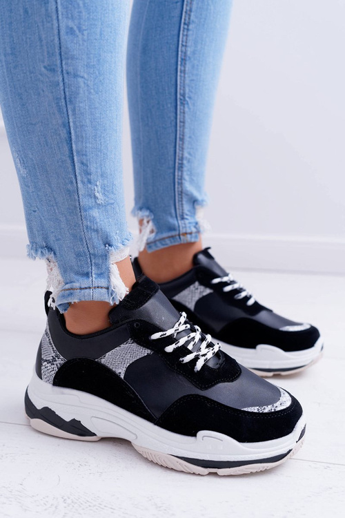 Dámská Sportovní Obuv Tlustou Podrážkou Černé Remember