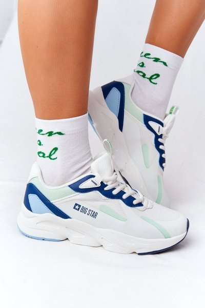 Dámské Tenisky Memory Foam Big Star HH274810 Bílé-Zelené