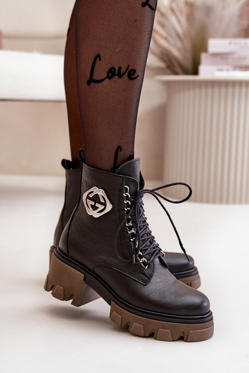 Zazoo 60376 Kožené Zateplené Boty Na Zip Černé