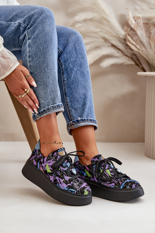 Kožené Sportovní Boty Na Platformě Fialové Maciejka 06191-05