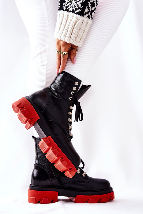 Polstrované kožené pracovní boty Černé Kelley