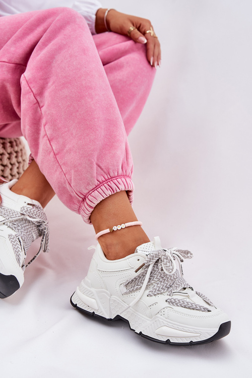 Tenisky Dámske Športové Topánky S Dvojitým Šnurovaním Biele Efobell