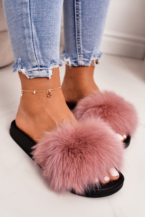 Dámske ružové papuče s kožušinami Belmondo