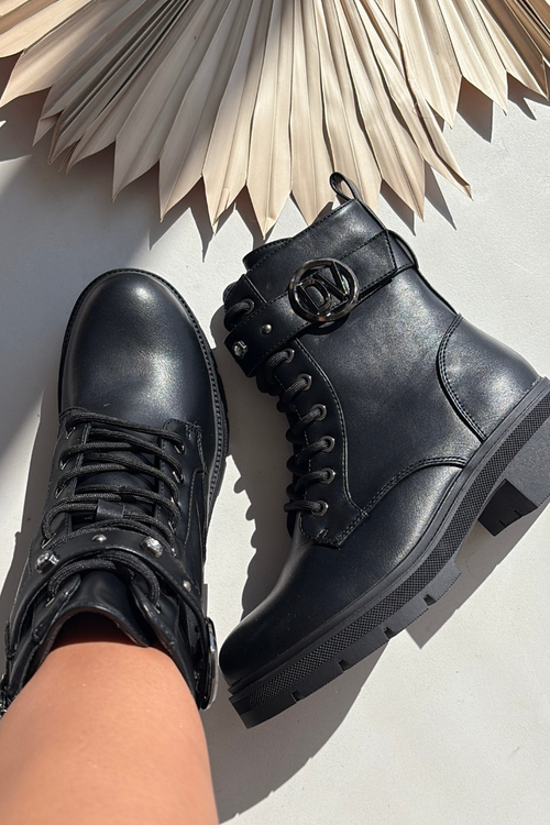 Zateplené dámske workery s ozdobným detailom čierne Talyssa