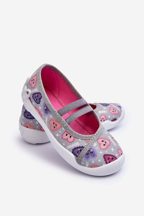 Baleríny srdce Papcie Befado 116X319 šedá-růžová