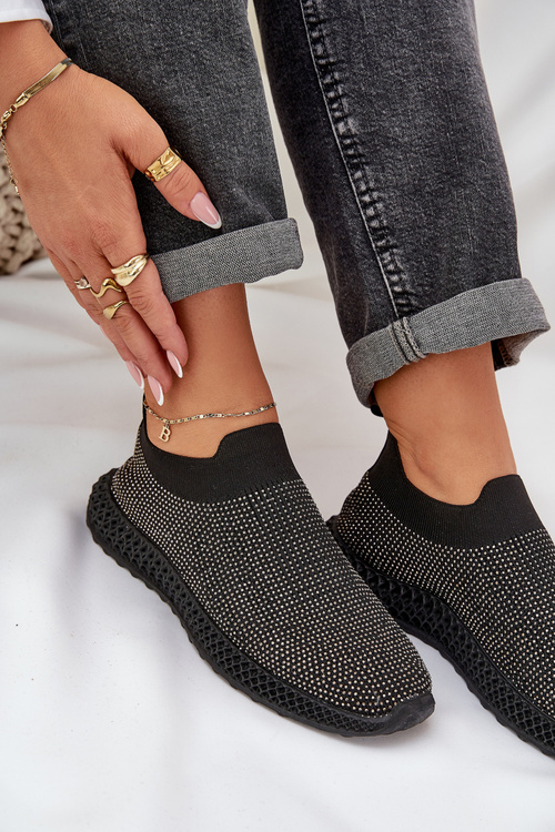 Dámske Slip-On Športové Topánky So Zdobením D&A TW121 Čierne