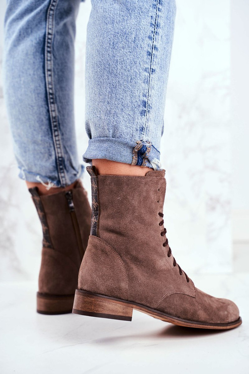 Dámske kožené topánky Nubuk cappuccino Nicole 2593