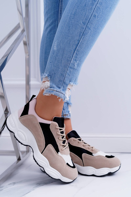 Dámske športové semišové topánky Beige Lollipop