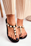 Dámske gumové flip -flops čierne flip -flops Edith perly