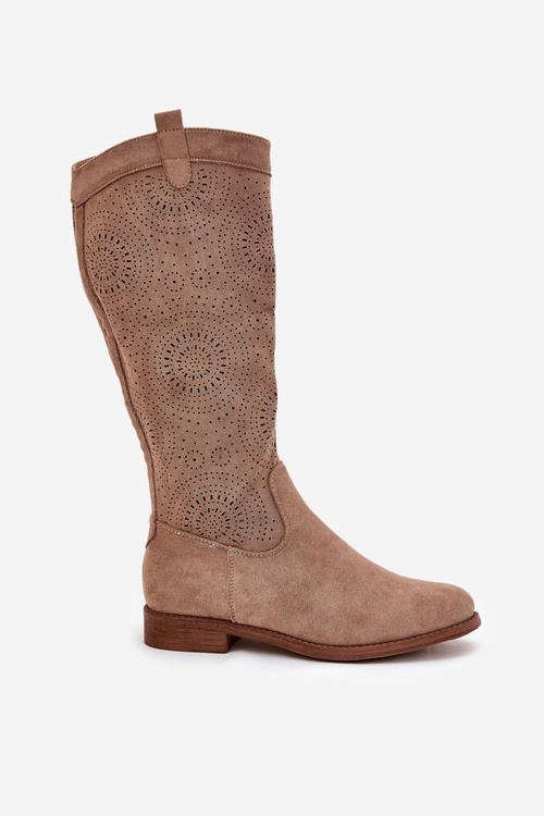 Čižmy S Prešitou Špicou Na Ploškom Opätku S.Barski HY51-860 Béžové