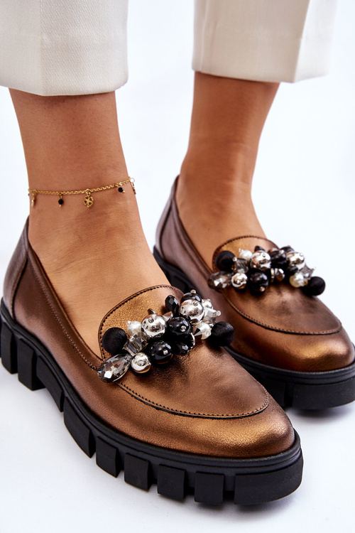 Dámské mokasíny na platformě Laura Messi 2392 tmavě zlatá