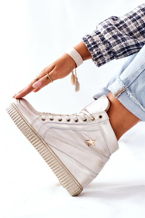 Dámska športová kožená topánky Lewski Złote 3079