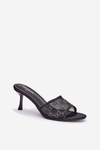 Ozdobené Pantofle Na Podpatku Černé Ennoriel