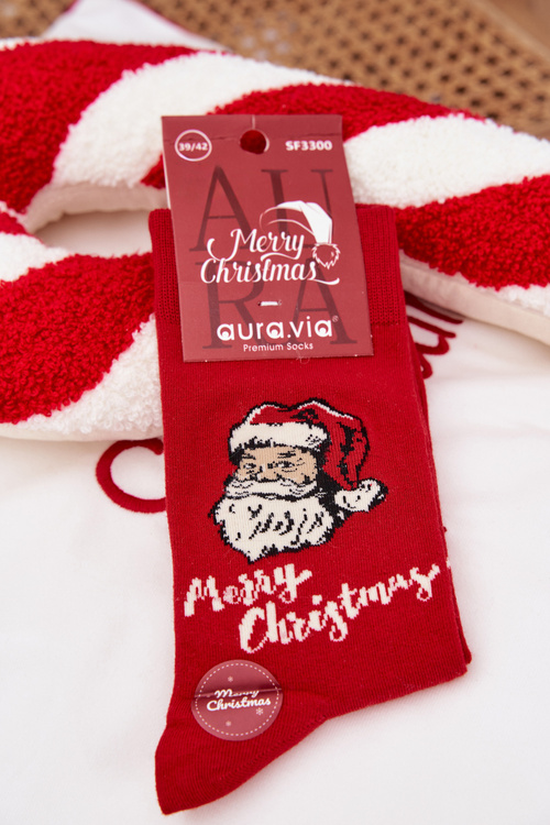 Pánské vánoční ponožky S Mikulášem Merry Christmas Červené