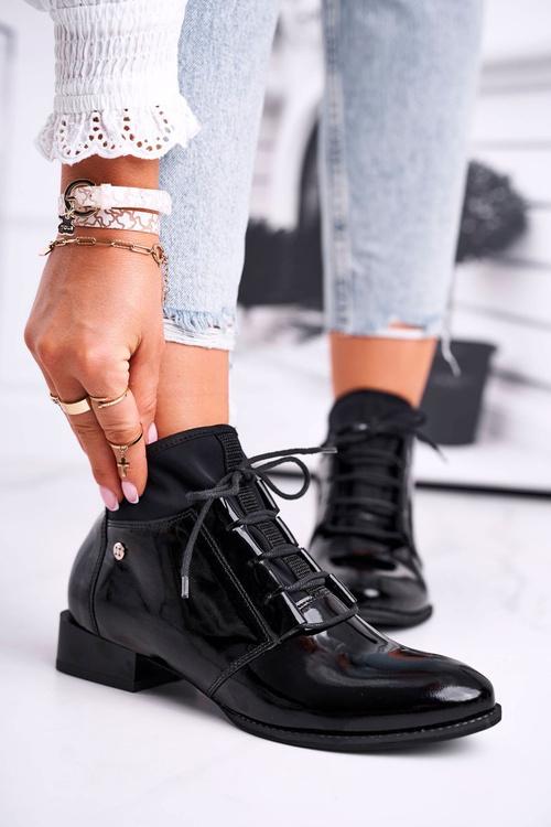 Dámske kožené topánky Maciejka Black Boots 04744-01