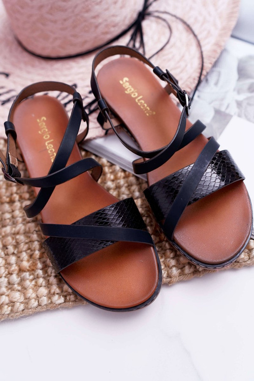 Dámské Sandály Ploché Sergio Leone SK019 Černé Dariana