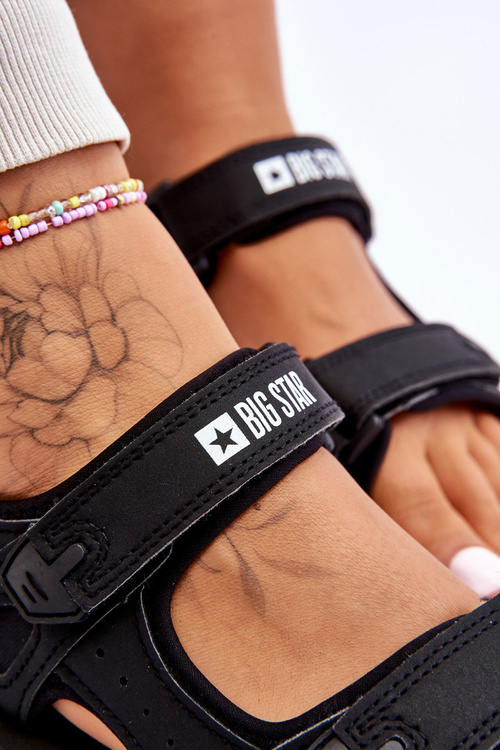 Dámske športové sandále na čiernej platforme Big Star LL274789