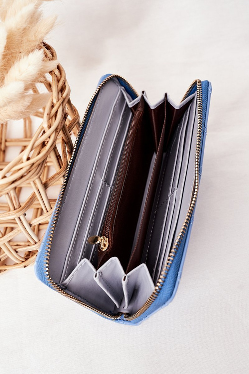 Velká Prošívaná Dámská Peněženka Modrá