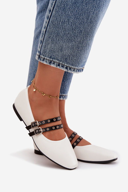 Dámské Baleríny S Paskami Bílé Deliora