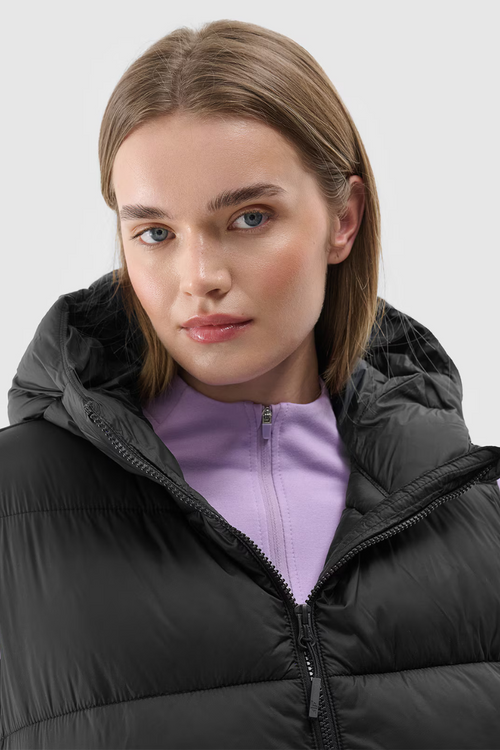 Dámská Péřová Vesta S Kapucí 4F Černá 4FWAW24TVJAF141-20S