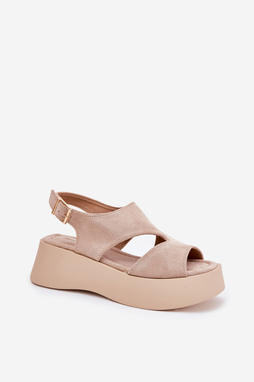 Dámské Sandály Na Platformě Eko Semišové Béžové Karonia