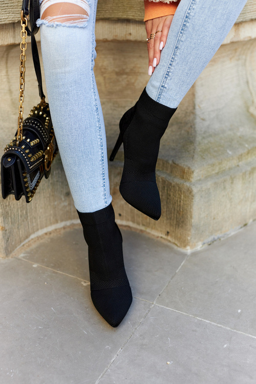 Dámské Kozačky S Ponožkou Na Vysokém Podpatku Černé Last Night