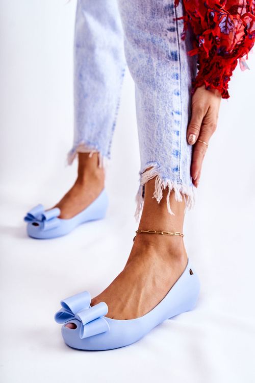 Dámske gumové baleríny s bielkovou modrou farbou