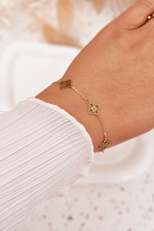 Náramek ze nerezové oceli se zlatými přívěsky