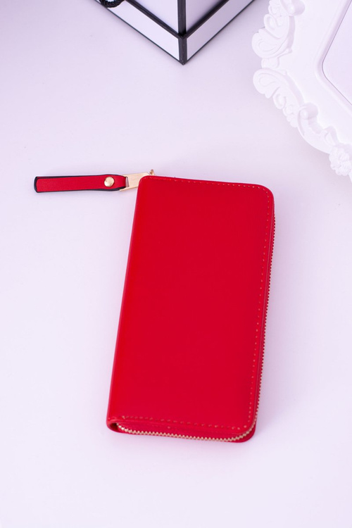 Veľké dámske rebrované červené peňaženky Zlaté armatúry